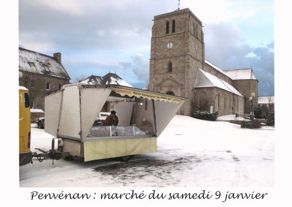 Le marché de Penvénan sous la neige le 9 janvier 2010